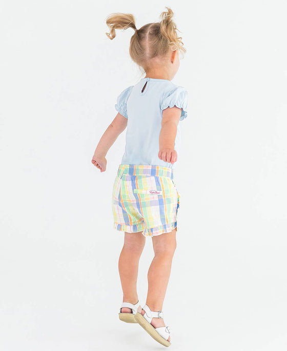 Toddler Girls Clubhouse Plaid Ruffle Trim Woven Shorts