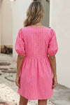 Striped Print Bow Detail Mini Dress