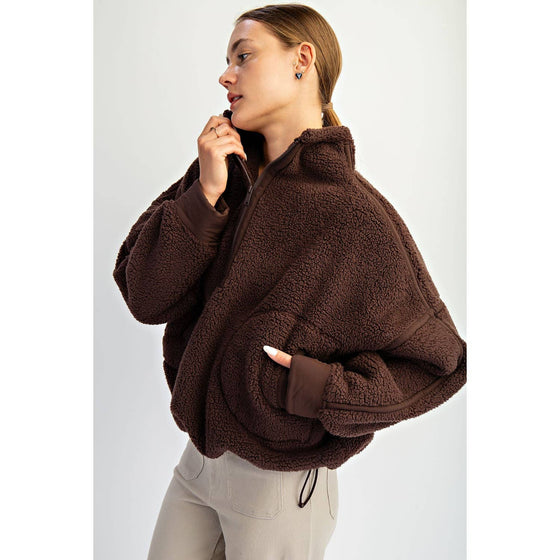 SHERPA MOCK NECK QUARTER ZIP JACKET