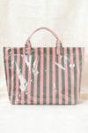 Striped Tote Bag with Glossy Finish