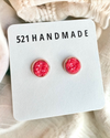 Watermelon Pink Druzy Stud Earrings