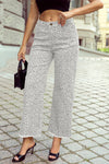Leopard Frayed Edge Wide Leg High Waist Jeans