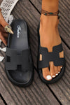 Cutout Design Open Toe Platform Slides