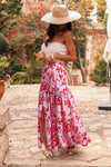Bohemian Floral Print Tiered Maxi Skirt