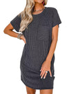 Summer Casual T-shirt Short-sleeved Dress (With Pockets)