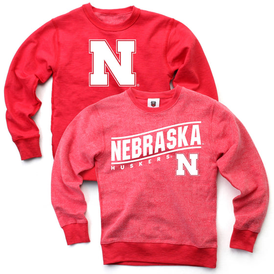 Nebraska Huskers Youth Reversible Fleece Crew