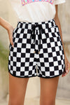 Checkered Drawstring Elastic Waist Shorts