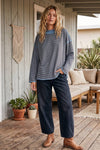 Oversized Contrast Trim Striped Top