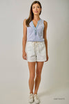 Washed Thermal Sleeveless Henley Top