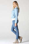 WASHED DENIM TENCEL BUTTON- FRONT JACKET