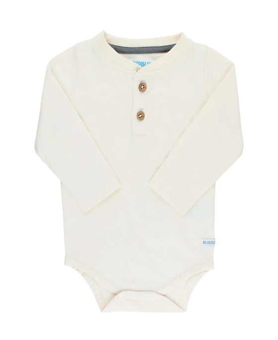 RuggedButts Ivory Long Sleeve Classic Henley Knit Bodysuit