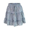 Elastic waist tiered floral mini skirt