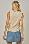 Washed Thermal Sleeveless Henley Top
