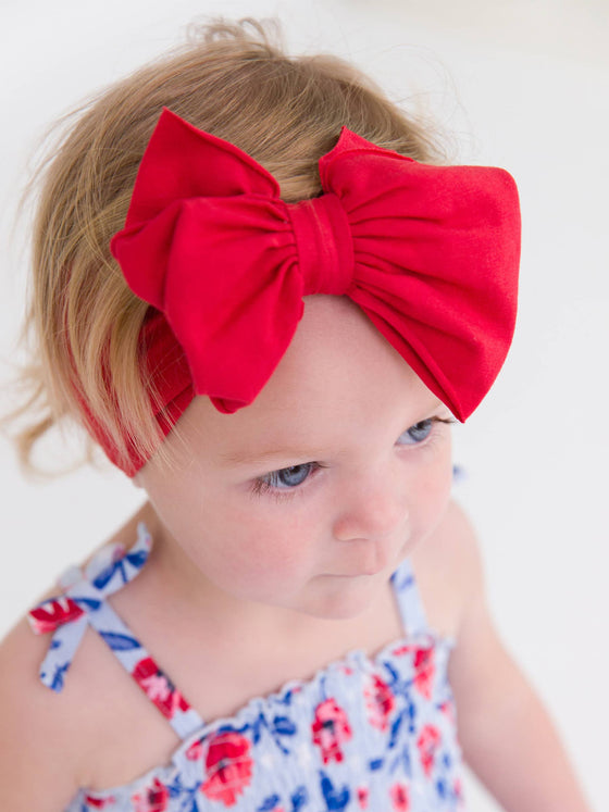 Girls Red Big Bow Headband