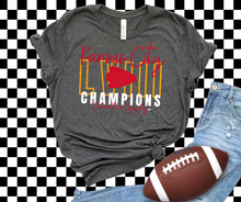  Kansas City LVIII Outline Champions Grey Graphic Tshirt