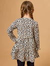 Girls Classic Leopard Knit Ruffle Tiered Tunic Top