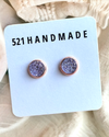 Light Shimmer Purple Druzy Stud Earrings for Fall