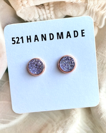  Light Shimmer Purple Druzy Stud Earrings for Fall