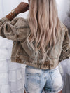 Women Denim Jacket Studded Short Vintage Casual Streetwear
