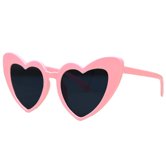 Heart Shaped Sunglasses - Pink Frames/Smoke Lenses