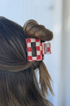 Mini Checked Funky Red Clip