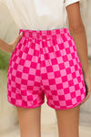 Checkered Drawstring Elastic Waist Shorts