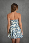 MAIDISON Strapless Bubble Hem Dainty Floral Mini Dress