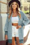 Plaid Knitted Long Open Front Cardigan - 8 Colors