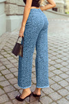 Leopard Frayed Edge Wide Leg High Waist Jeans
