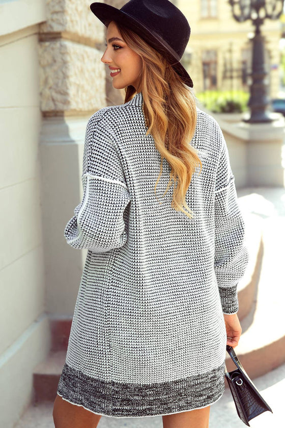 Plaid Knitted Long Open Front Cardigan - 8 Colors