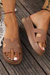 Cutout Design Open Toe Platform Slides