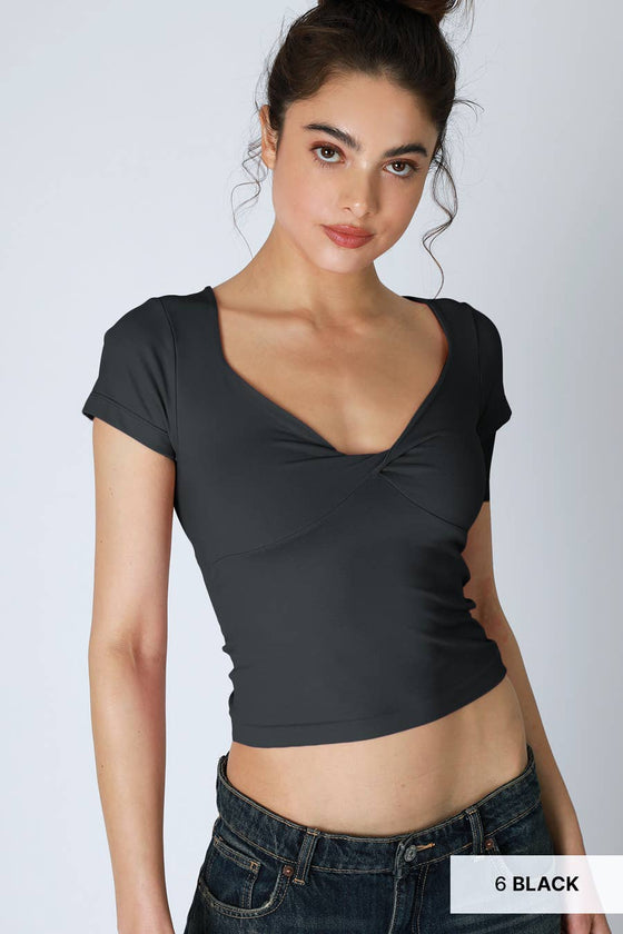 NS8386 - Double Twist Short Sleeve Top