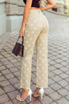 Leopard Frayed Edge Wide Leg High Waist Jeans