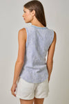 Washed Thermal Sleeveless Henley Top