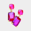 Square Rectangle Glass Stone Link Dangle Evening Earrings