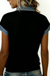 Textured Knit Denim Patchwork Button Down Shirt (S-XL)