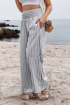 Coastal Vertical Striped Smocked Wide-Leg Pants