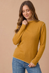 Soft Frilled Mock Neck Hacci Knit Top
