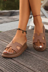 Cutout Design Open Toe Platform Slides