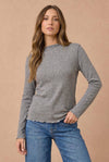 Soft Frilled Mock Neck Hacci Knit Top