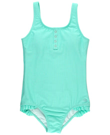  Tween Girls Island Blue Seersucker Henley One Piece