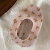 Retro Floral Print Plaid Oval Hair Claw MK2PPM6W6HCP276