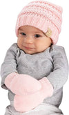 Infant Beanie and Mittens Set - Pale Pink