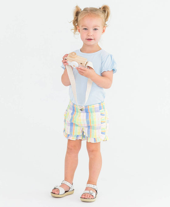 Toddler Girls Clubhouse Plaid Ruffle Trim Woven Shorts