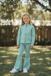 Dusty green Girls stretchy active wear set. GLP081907-AMY