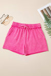 Mineral Washed Drawstring Waist Raw Cut Shorts