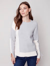 Charlie B CREW-NECK SWEATER W/COLOR-BLOCKING & SLEEVE/SIDE TIES