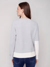 Charlie B CREW-NECK SWEATER W/COLOR-BLOCKING & SLEEVE/SIDE TIES