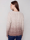 Charlie B OMBRE' CABLE KNIT SWEATER WITH FRAYED HEM