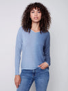 V-Neck Drop Shoulder Long Sleeves Ombre Top